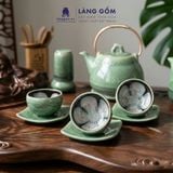  Bộ Ấm Chén Men Hỏa Biến Ngọc Bích Bát Tràng Cao Cấp 