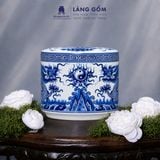  Bát Hương Lộc Phát Men Lam Vẽ Rồng - Đồ Thờ Men Lam Bát Tràng 
