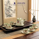  Bộ Ấm Chén Bát Tràng Dáng Vuông Vẽ Tay 340ml - 470ml 