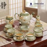  Bộ ấm chén dáng Minh Long hoạ tiết vẽ tay Bát Tràng cao cấp 