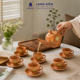  Bộ Ấm Trà Quai Sứ Họa Tiết Vẽ Tay Thủ Công Gốm Sứ Bát Tràng, Bộ Ấm Chén Quà Tặng Tiếp Khách Cao Cấp - Làng Gốm 