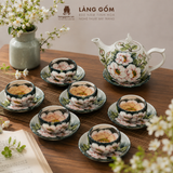  Bộ ấm trà Bách hoa viên họa tiết vẽ tay thủ công, bộ ấm chén uống trà, quà tặng cao cấp - Gốm sứ Bát Tràng - Làng Gốm 