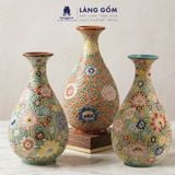  Lọ Hoa Chạm Khắc Bách Hoa Dáng Giọt Nước Gốm Sứ Biên Hòa 
