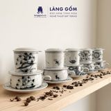  Phin Pha Cà Phê Gốm Sứ Bát Tràng Vẽ Tay Thủ Công - Họa Tiết Sen Chuồn Cá - Quà Tặng Cao Cấp 