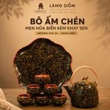  Bộ Ấm Chén Men Hỏa Biến Hoàng Kim Sa Kèm Khay Sen - Trà Cụ Cao Cấp Gốm Sứ Bát Tràng - Quà Tặng Sang Trọng 