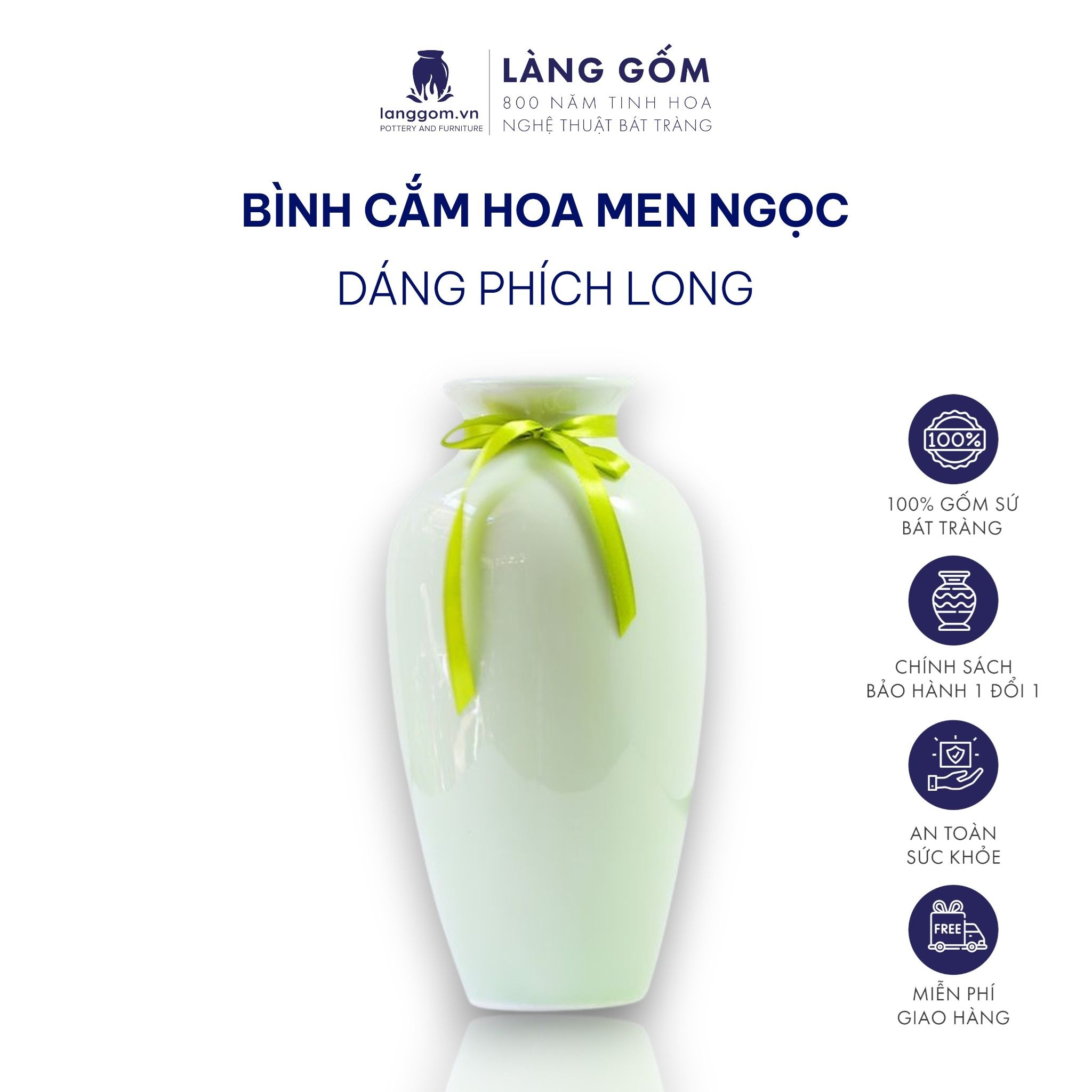  Bình hoa men ngọc dáng phích long 
