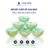  Bộ bát cơm vân đá vẽ hoa đào trắng (TH) 