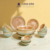  Bộ bàn ăn men hoả biến 14 món - Màu KT camel V3 