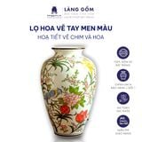  Bình hoa men màu họa tiết vẽ tay chim và hoa đào 