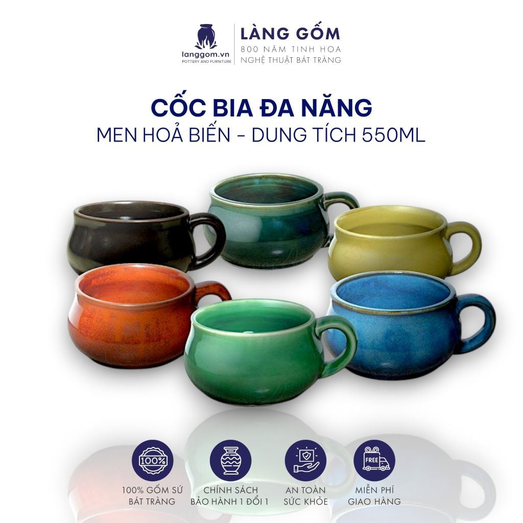  Cốc bia men hoả biến dung tích 550ml 