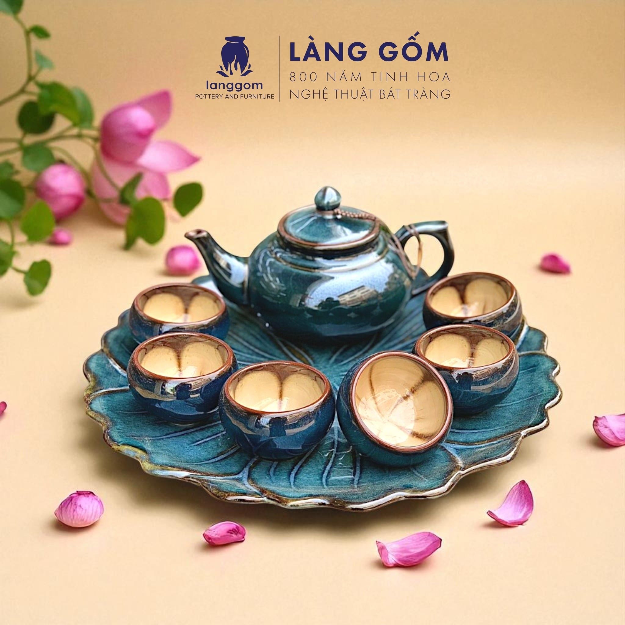  Bộ ấm chén men hỏa biến dáng thiên nga 