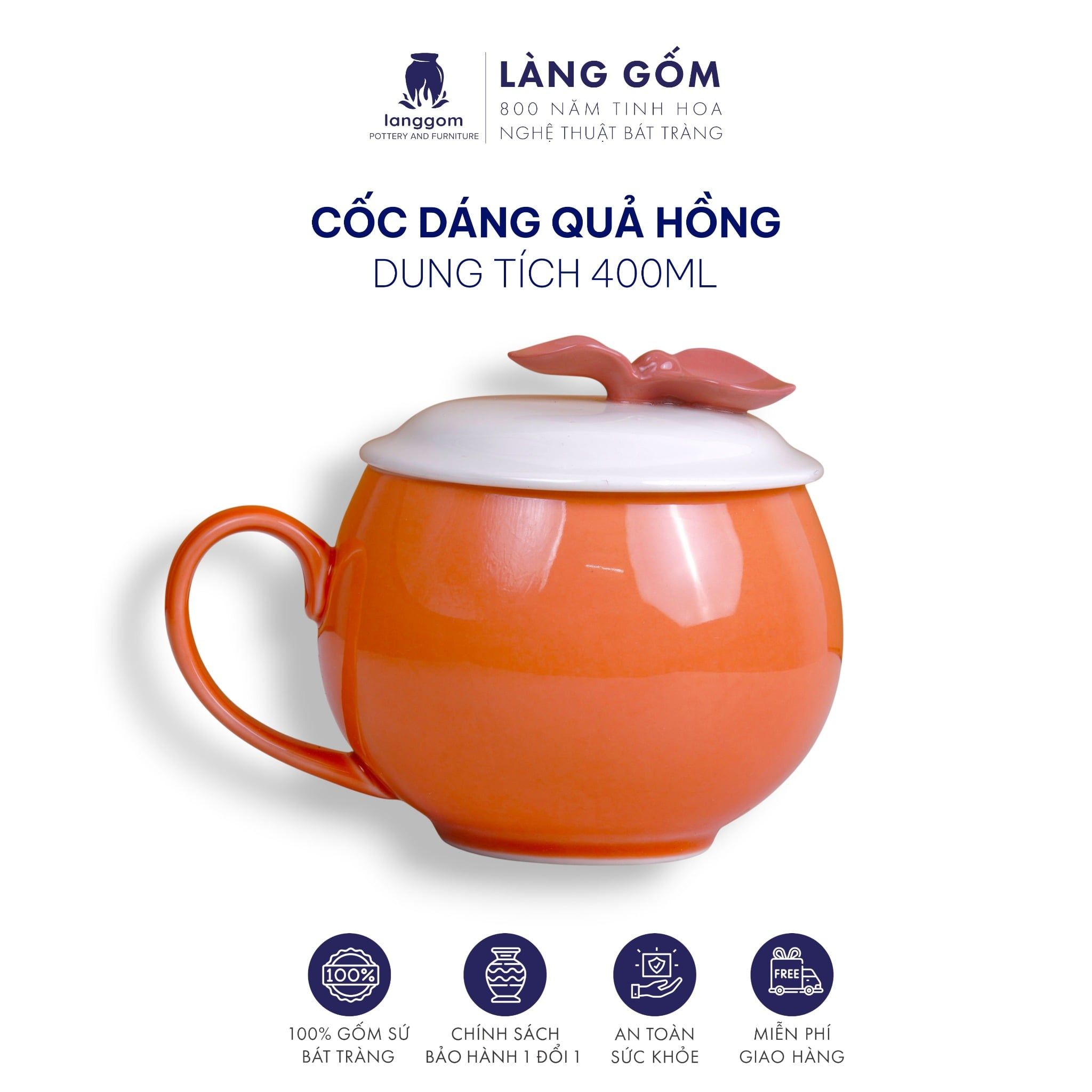  Cốc dáng quả hồng kèm nắp dễ thương 