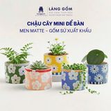  Chậu Cây Mini Gốm Sứ Xuất Khẩu Vẽ Hoa Màu Pastel - Trồng Sen Đá, Xương Rồng, Decor Bàn Làm Việc 