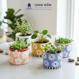  Chậu Cây Mini Gốm Sứ Xuất Khẩu Vẽ Hoa Màu Pastel - Trồng Sen Đá, Xương Rồng, Decor Bàn Làm Việc 
