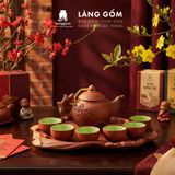  Bộ ấm chén đất nung Bát Tràng cao cấp kèm khay, nhiều dung tích - Bộ ấm trà gốm mộc làm quà tặng sang trọng 