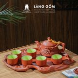  Bộ ấm chén đất nung Bát Tràng cao cấp kèm khay, nhiều dung tích - Bộ ấm trà gốm mộc làm quà tặng sang trọng 