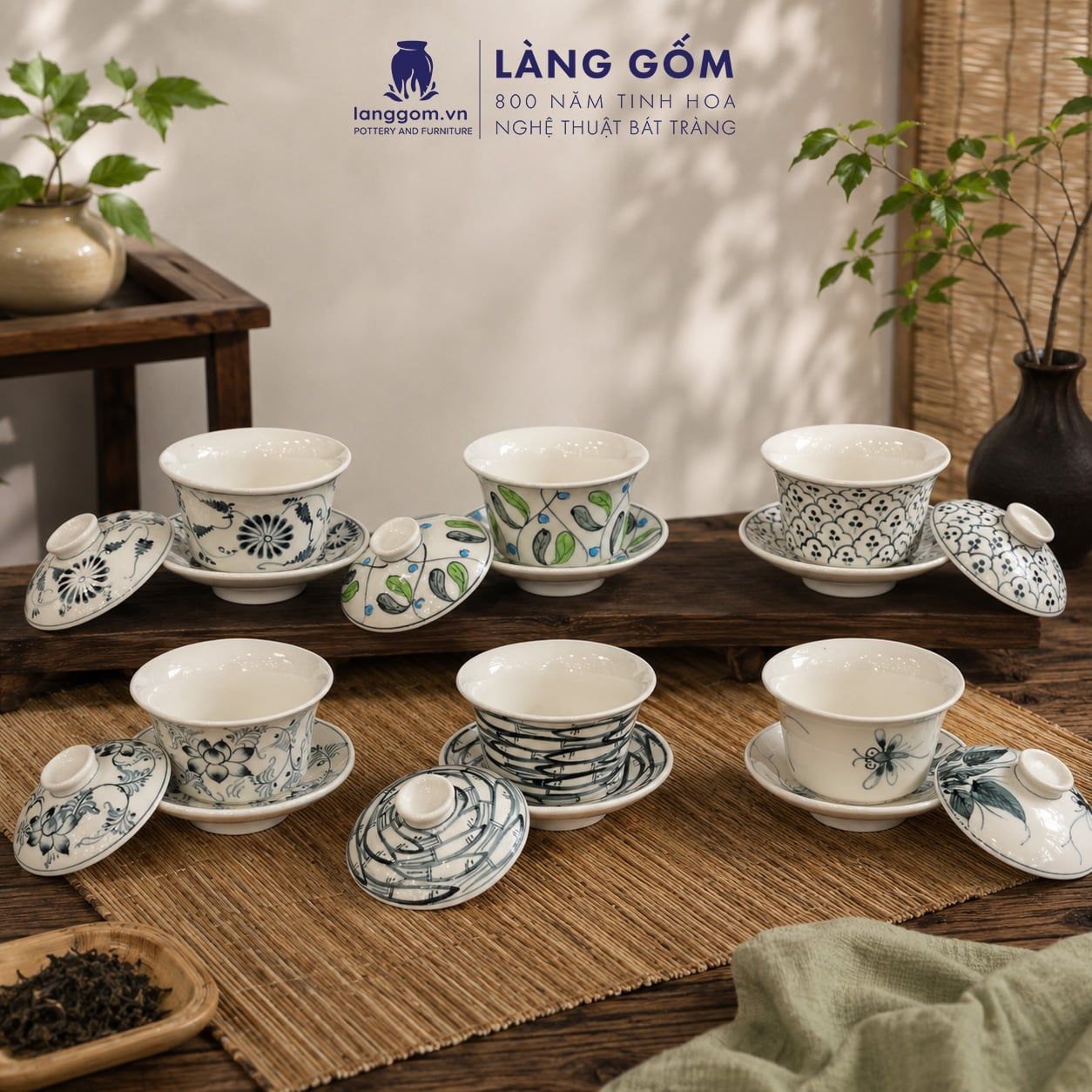  Bát Sâm Họa Tiết Vẽ Tay Thủ Công Gốm Sứ Bát Tràng 200ml, Chén Uống Sâm Uống Trà Quà Tặng Gốm Sứ Bát Tràng - Làng Gốm 