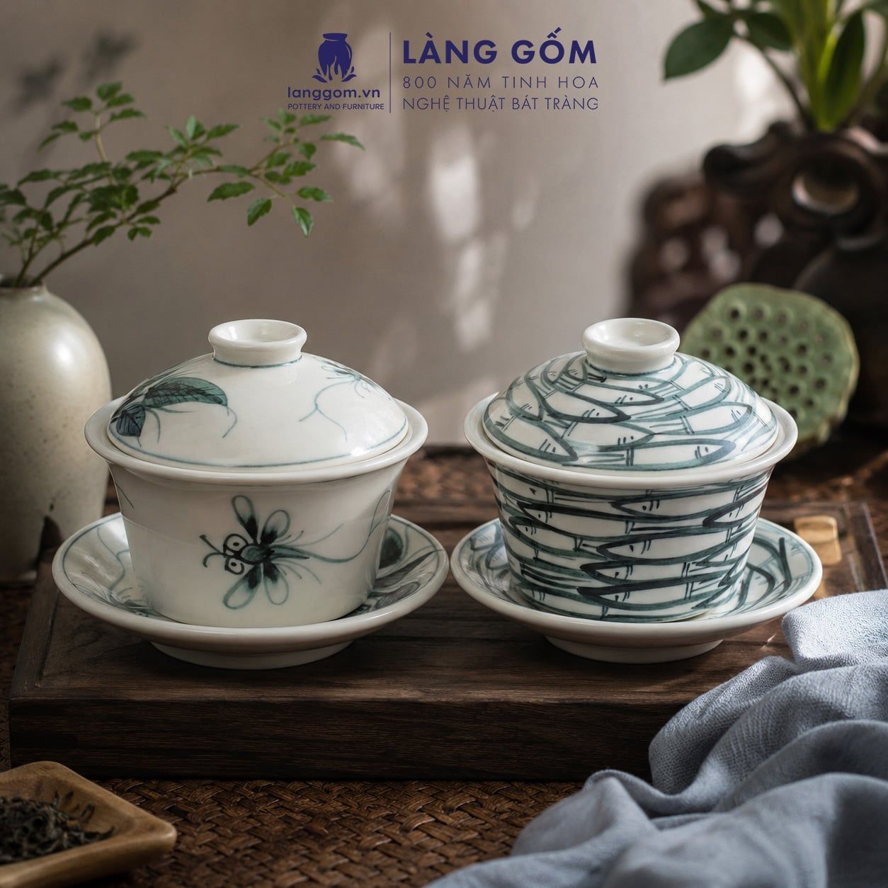  Bát Sâm Họa Tiết Vẽ Tay Thủ Công Gốm Sứ Bát Tràng 200ml, Chén Uống Sâm Uống Trà Quà Tặng Gốm Sứ Bát Tràng - Làng Gốm 