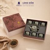  Bộ Ấm Trà Bát Tràng Quai Sứ Họa Tiết Vẽ Tay Thủ Công Cao Cấp (750ml) 