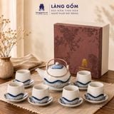  Bộ Ấm Trà Quai Đồng Gốm Sứ Bát Tràng Men Vẽ Thủ Công 450ml/900ml, Bộ Trà Uống Trà Quà Tặng Gốm Sứ Bát Tràng - Làng Gốm 