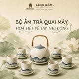  Bộ Ấm Trà Quai Mây Gốm Sứ Bát Tràng Họa Tiết Vẽ Tay Thủ Công 