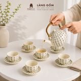  Bộ Ấm Trà Quai Mây Gốm Sứ Bát Tràng Họa Tiết Vẽ Tay Thủ Công 