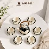  Bộ Ấm Trà Quai Mây Gốm Sứ Bát Tràng Họa Tiết Vẽ Tay Thủ Công 