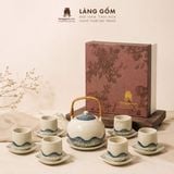  Bộ Ấm Trà Quai Mây Gốm Sứ Bát Tràng Họa Tiết Vẽ Tay Thủ Công 