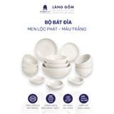  Bộ Bát Đĩa Lộc Phát Gốm Sứ Cao Cấp Men Hỏa Biến Trắng (Bộ 14 Món) 
