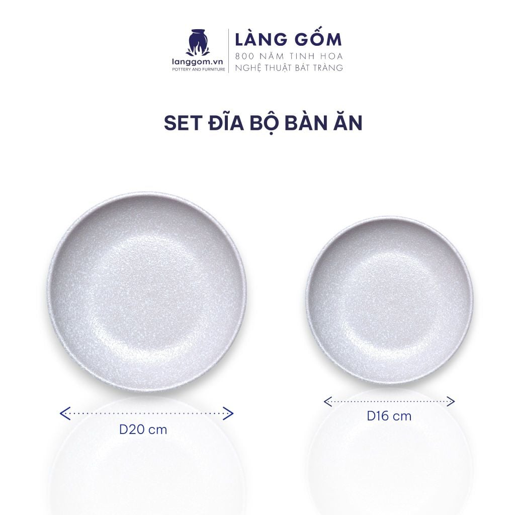  Bộ Bát Đĩa Lộc Phát Gốm Sứ Cao Cấp Men Hỏa Biến Trắng (Bộ 14 Món) 