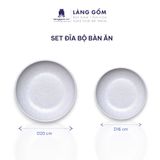  Bộ Bát Đĩa Lộc Phát Gốm Sứ Cao Cấp Men Hỏa Biến Trắng (Bộ 14 Món) 