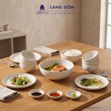  Bộ Bát Đĩa Lộc Phát Gốm Sứ Cao Cấp Men Hỏa Biến Trắng (Bộ 14 Món) 