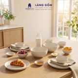  Bộ Bát Đĩa Lộc Phát Gốm Sứ Cao Cấp Men Hỏa Biến Trắng (Bộ 14 Món) 