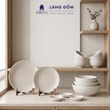  Bộ Bát Đĩa Lộc Phát Gốm Sứ Cao Cấp Men Hỏa Biến Trắng (Bộ 14 Món) 