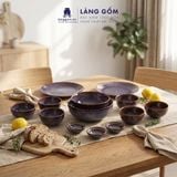  Bộ Bát Đĩa Men Hỏa Biến Nâu Trầm, Quà Tặng Bộ Bàn Ăn Gia Đình Cao Cấp - Gốm Xuất Khẩu - Làng Gốm 