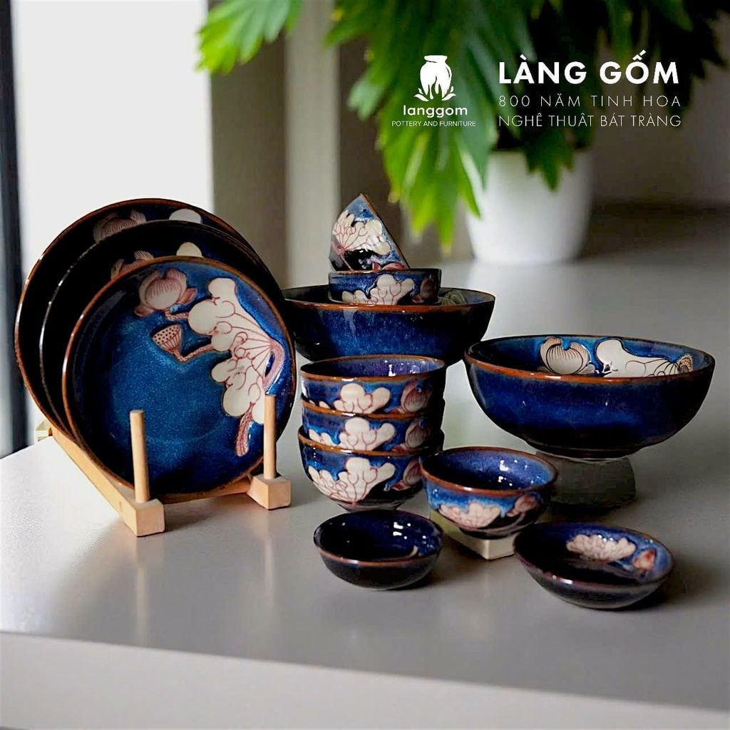  Bộ bàn ăn men hoả biến Bát Tràng 