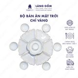  Bộ bát đĩa hoa mặt trời men trắng vẽ họa tiết vẽ tay 