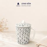  Cốc Sứ Uống Trà Có Nắp Cao Cấp Họa Tiết Vẽ Tay Thủ Công 
