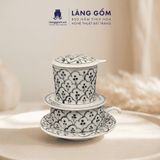 Phin Pha Cà Phê Gốm Sứ Bát Tràng Vẽ Tay Thủ Công - Họa Tiết Sen Chuồn Cá - Quà Tặng Cao Cấp 