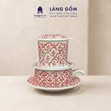  Phin Pha Cà Phê Gốm Sứ Bát Tràng Vẽ Tay Thủ Công - Họa Tiết Sen Chuồn Cá - Quà Tặng Cao Cấp 