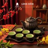  Bộ ấm chén đất nung Bát Tràng cao cấp kèm khay, nhiều dung tích - Bộ ấm trà gốm mộc làm quà tặng sang trọng 