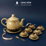  Bộ Ấm Chén Men Hỏa Biến Hoàng Thổ Bát Tràng Cao Cấp 