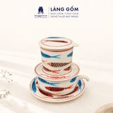  Phin Pha Cà Phê Gốm Sứ Bát Tràng Vẽ Tay Thủ Công - Họa Tiết Sen Chuồn Cá - Quà Tặng Cao Cấp 