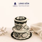  Phin Pha Cà Phê Gốm Sứ Bát Tràng Vẽ Tay Thủ Công - Họa Tiết Sen Chuồn Cá - Quà Tặng Cao Cấp 