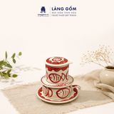  Phin Pha Cà Phê Gốm Sứ Bát Tràng Vẽ Tay Thủ Công - Họa Tiết Sen Chuồn Cá - Quà Tặng Cao Cấp 