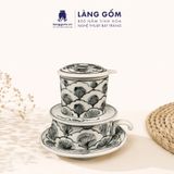  Phin Pha Cà Phê Gốm Sứ Bát Tràng Vẽ Tay Thủ Công - Họa Tiết Sen Chuồn Cá - Quà Tặng Cao Cấp 