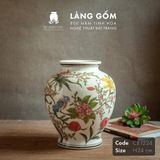  Bình hoa men màu họa tiết vẽ tay chim và hoa đào 