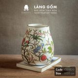  Bình hoa men màu họa tiết vẽ tay chim và hoa đào 