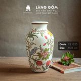  Bình hoa men màu họa tiết vẽ tay chim và hoa đào 