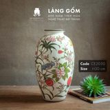  Bình hoa men màu họa tiết vẽ tay chim và hoa đào 
